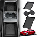 Soft Silicone Organizer Pad Set for Tesla Model 3 Highland 2023-2024 Center Console Armrest Storage Cup Holder Coaster