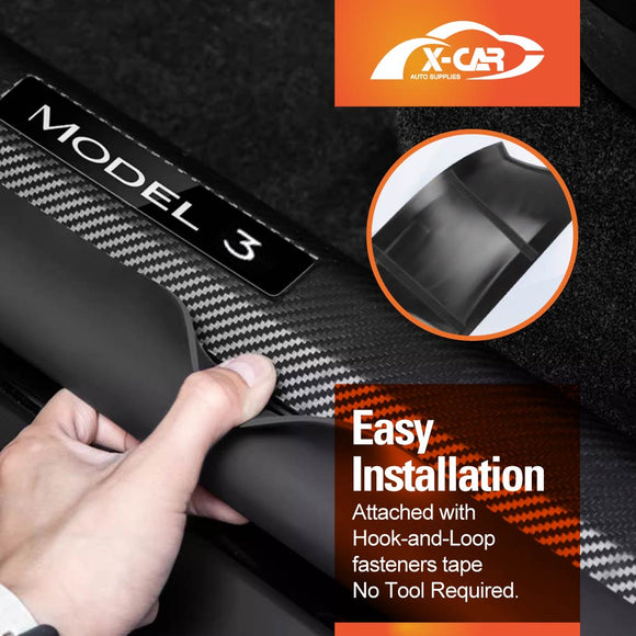Tesla Model 3 Highland Door Sill Protector Carbon Fiber Style
