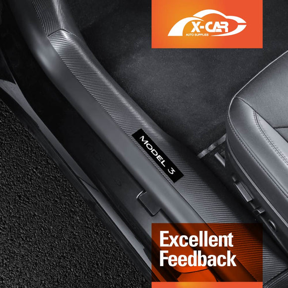 Tesla Model 3 Highland Door Sill Protector Carbon Fiber Style