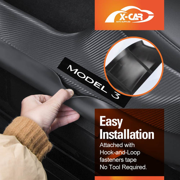 Tesla Model 3 Highland Door Sill Protector Carbon Fiber Style