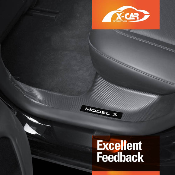 Tesla Model 3 Highland Door Sill Protector Carbon Fiber Style