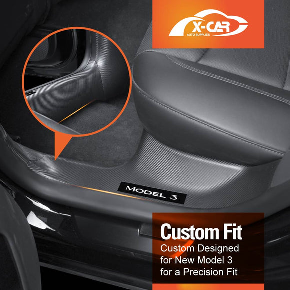 Tesla Model 3 Highland Door Sill Protector Carbon Fiber Style