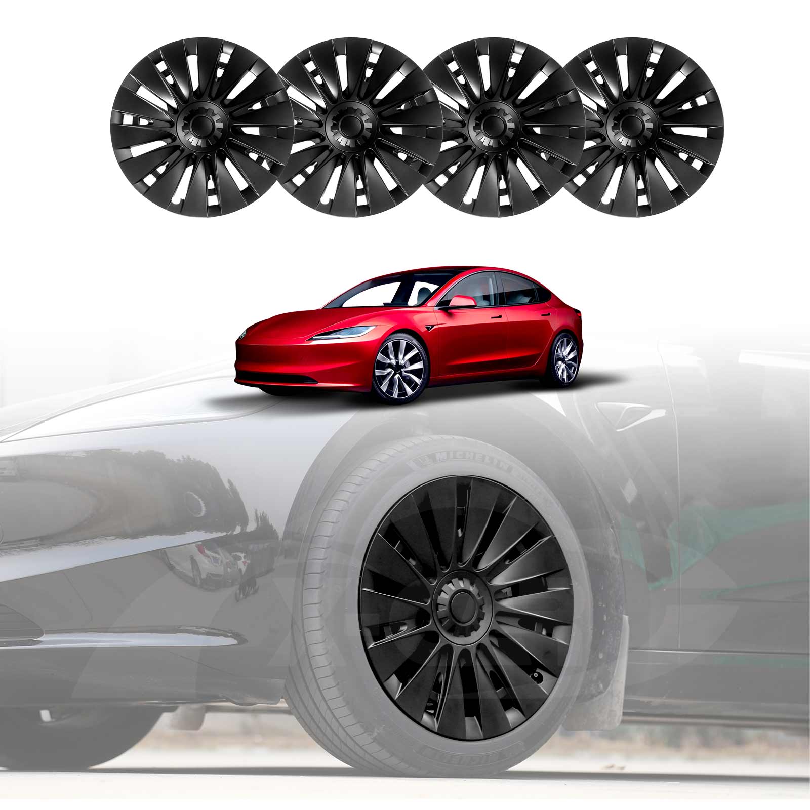 Tesla Model 3 Highland 18'' Wheel Protector Cover Hub Caps 2023-2025 - 0