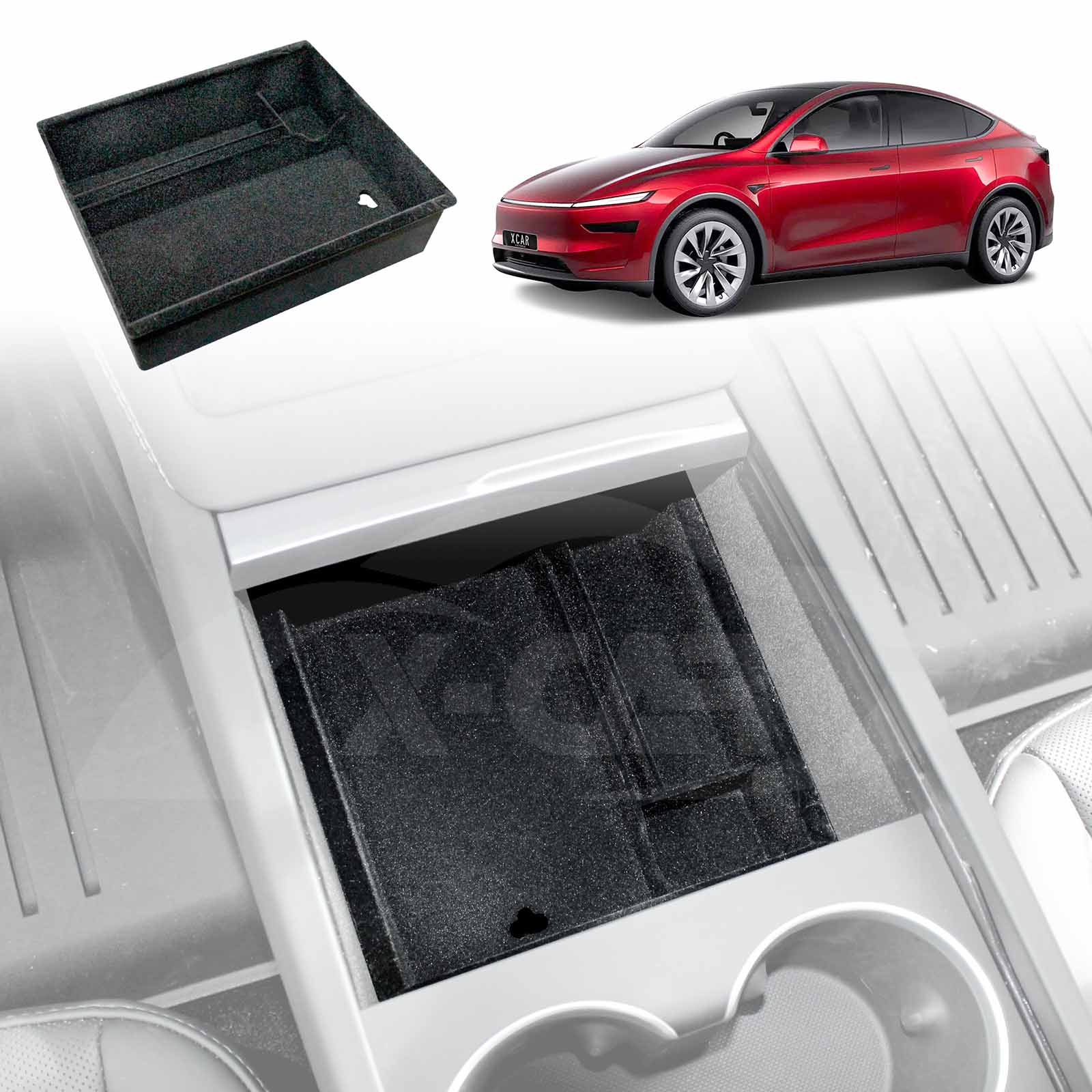 Tesla Model Y Juniper Centre Console Organizer Tray Armrest Storage Box 2025-Onwards - 0