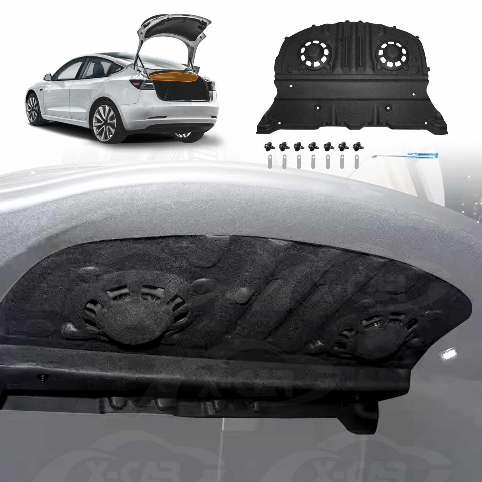 Rear Trunk Soundproof Cotton Mat Cover for Tesla Model 3 Highland 2023 ...