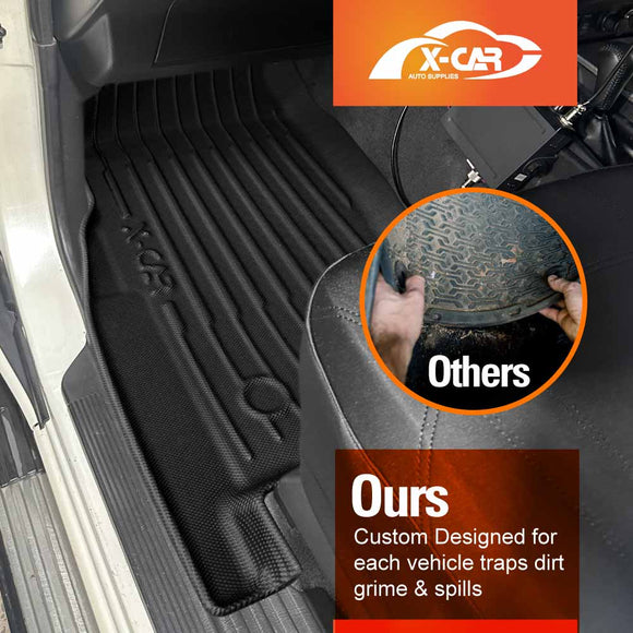 X-CAR 3D Floor mats sets for Nissan Patrol Y61 installed in the foot well of the front passenger side.
