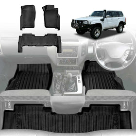 X-CAR 3D Floor mats sets for Nissan Patrol Y61 installed in the foot well of a Patrol.