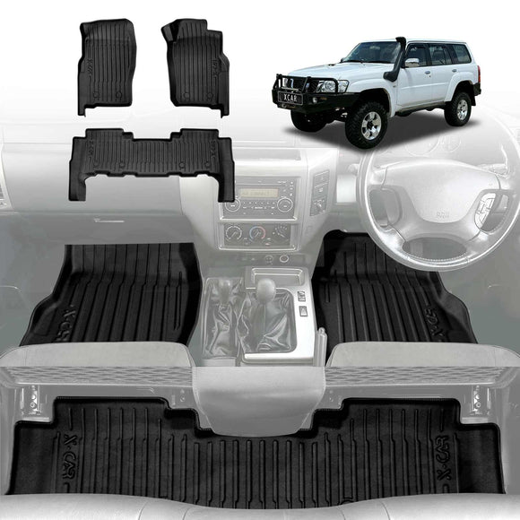 X-CAR 3D Floor mats sets for Nissan Patrol Y61 installed in the foot well of a Patrol.