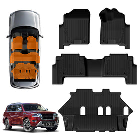 3D Floor Mats for Nissan Patrol 2012-2025 Y62 Series All-Weather Car Liners