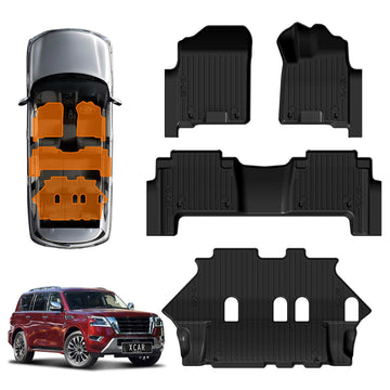 3D Floor Mats for Nissan Patrol 2012-2025 Y62 Series All-Weather Car Liners