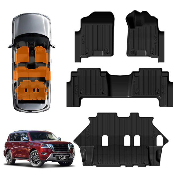 3D Floor Mats for Nissan Patrol 2012-2025 Y62 Series All-Weather Car Liners