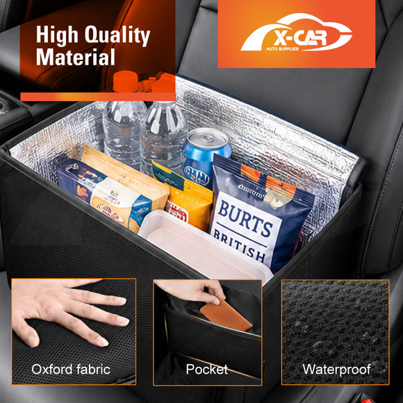 2-in-1 Car Seat Organizer & Cushion for Universal Vehicle 38LStorage Insulated Travel Bag Interior Accessories