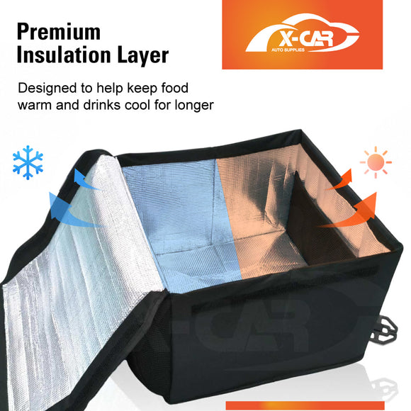 2-in-1 Car Seat Organizer & Cushion for Universal Vehicle 38LStorage Insulated Travel Bag Interior Accessories