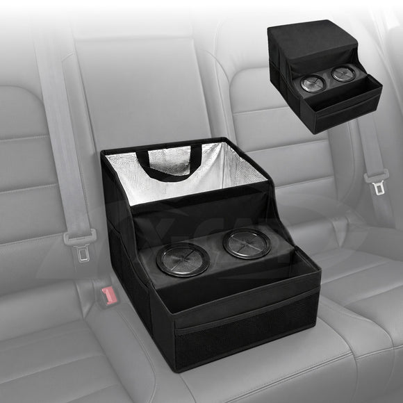 2-in-1 Car Seat Organiser & Cushion for Universal Vehicle Storage Insulated Travel Bag Interior Accessories