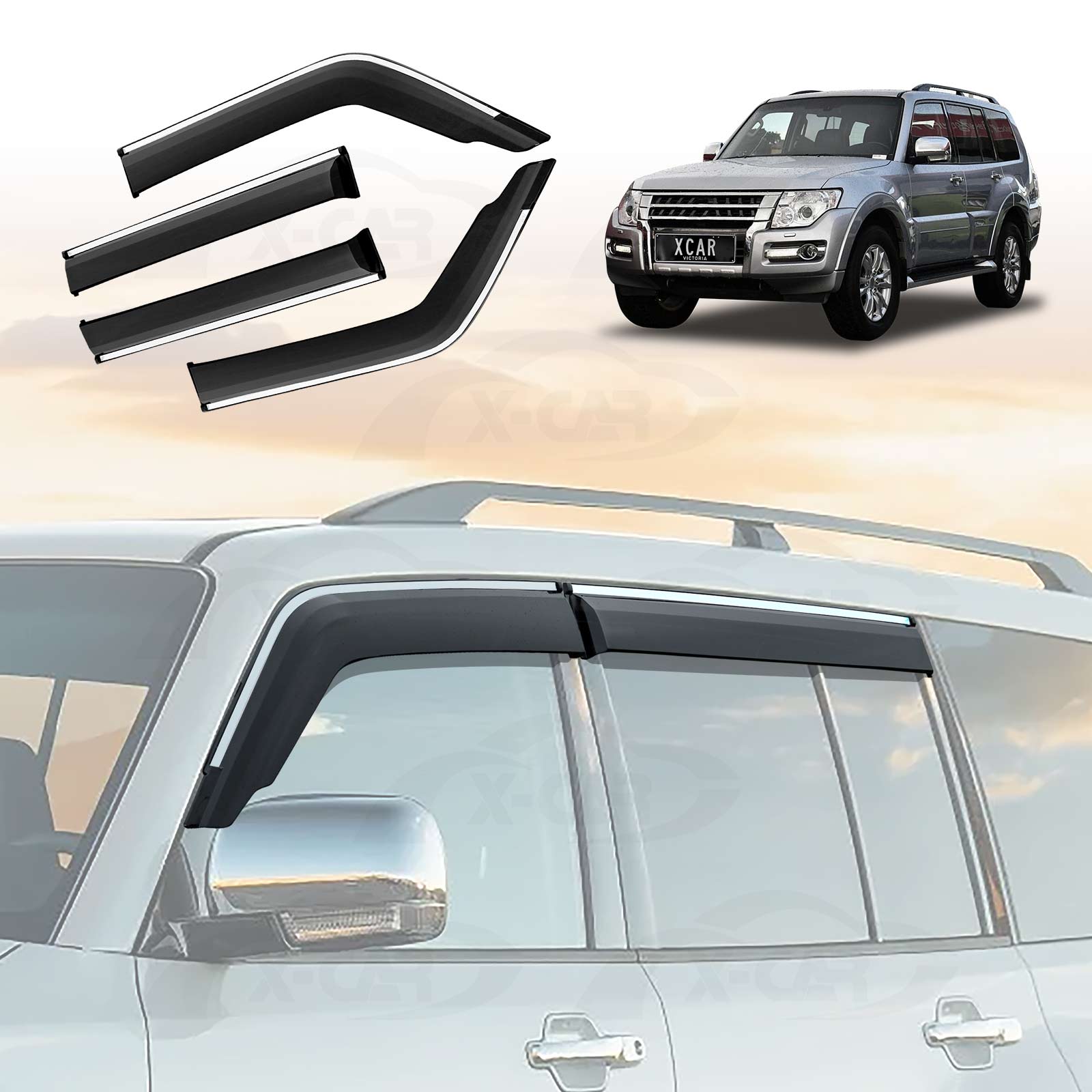 Weathershields for Mitsubishi Pajero 2006-2022 Car Weather Shields Wind Deflectors Sun Visors