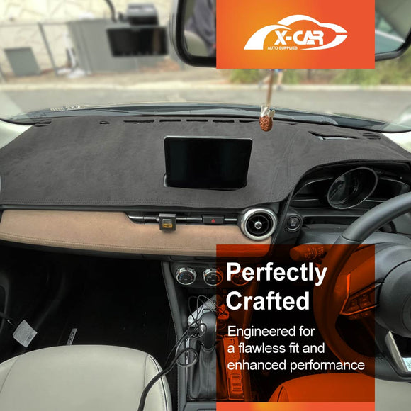 Dash Mat for Mazda 2 DJ/DL Series Hatch & Sedan With HUD 2014-Onwards Non-Slip Microfiber Pad Cover