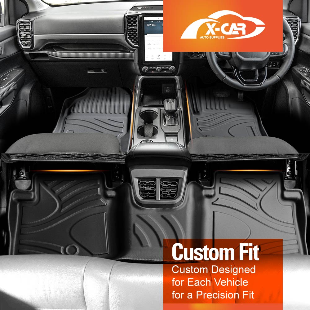 3D Floor Mats for Ford Next-Gen Ranger Dual Cab 2022-Onwards  All-Weather Liners