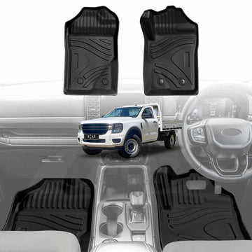 3D Floor Mats for Ford Next-Gen Ranger Single Cab 2022-Onwards  All-Weather Liners