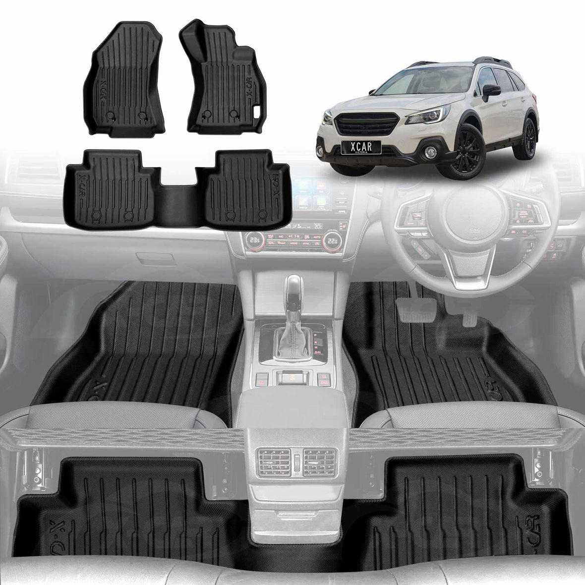 3D Floor Mats for Subaru Outback 2015-2020 All-Weather Car Liners | X-CAR