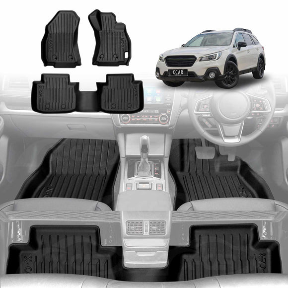 X-CAR 3D floor mats set for Subaru Outback 2015-2020 installed in the foot well of the vehicle.