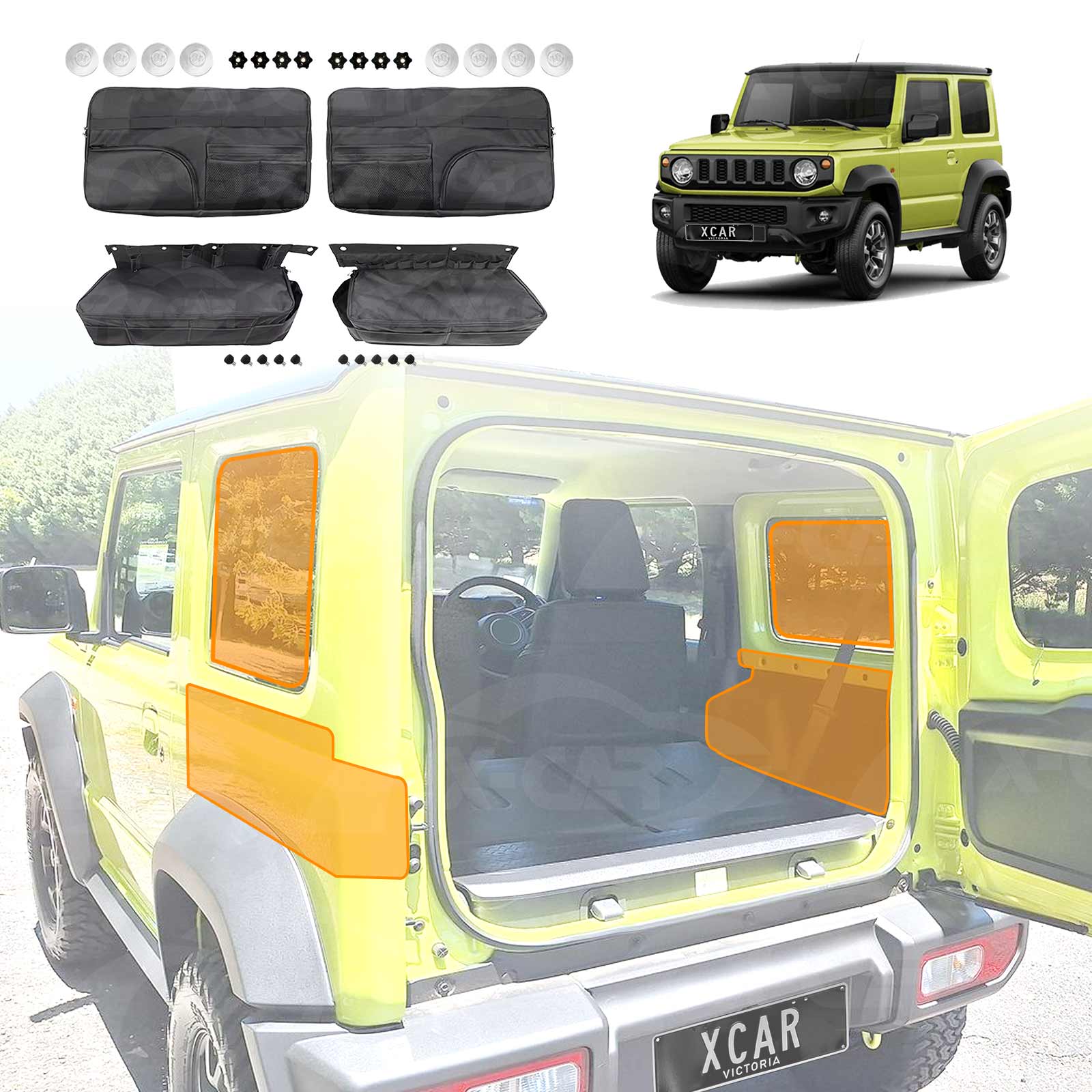 Window & Trunk Side Storage Bags for Suzuki Jimny 3-Door 2018+ | X-CAR