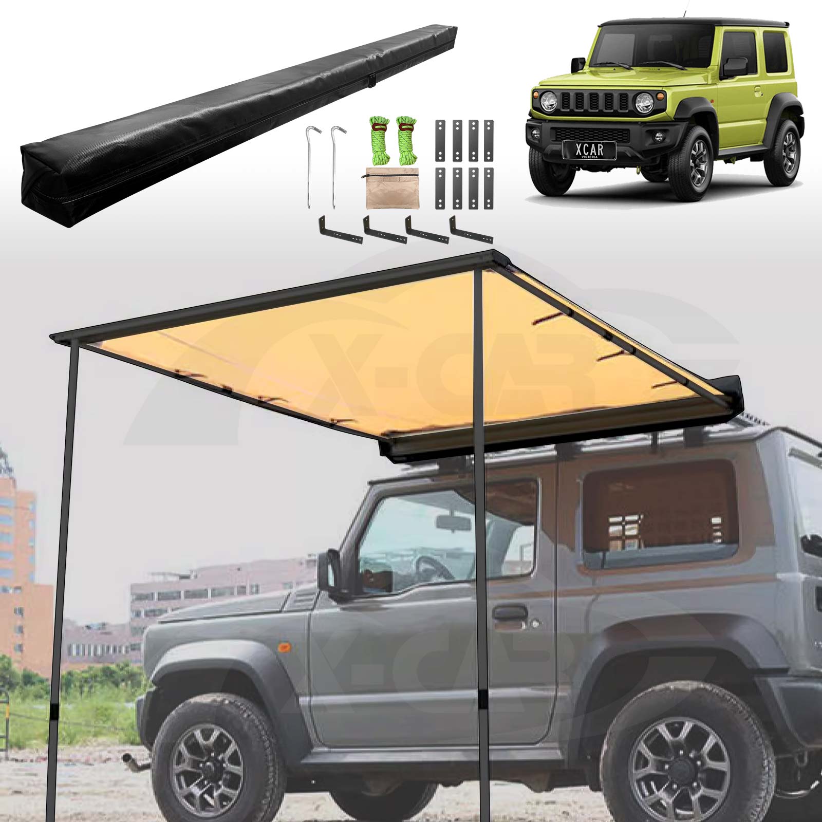 Roof Rack with Side Awning for Suzuki Jimny 3-Door 2018-Onwards Multi-Functional Expansion Platform 4WD Off-Road Acessories