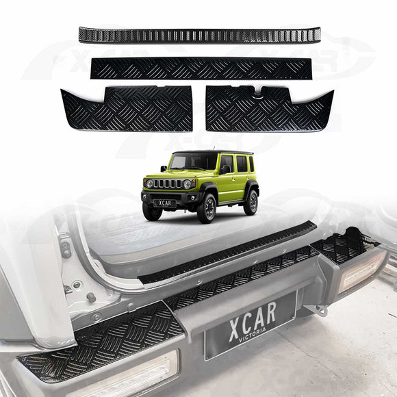 Rear Bumper Guard & Boot Sill Protector Panel for Suzuki Jimny XL 5-Door 2023-Onwards Carbon Fiber Style Scuff Plate Accessories