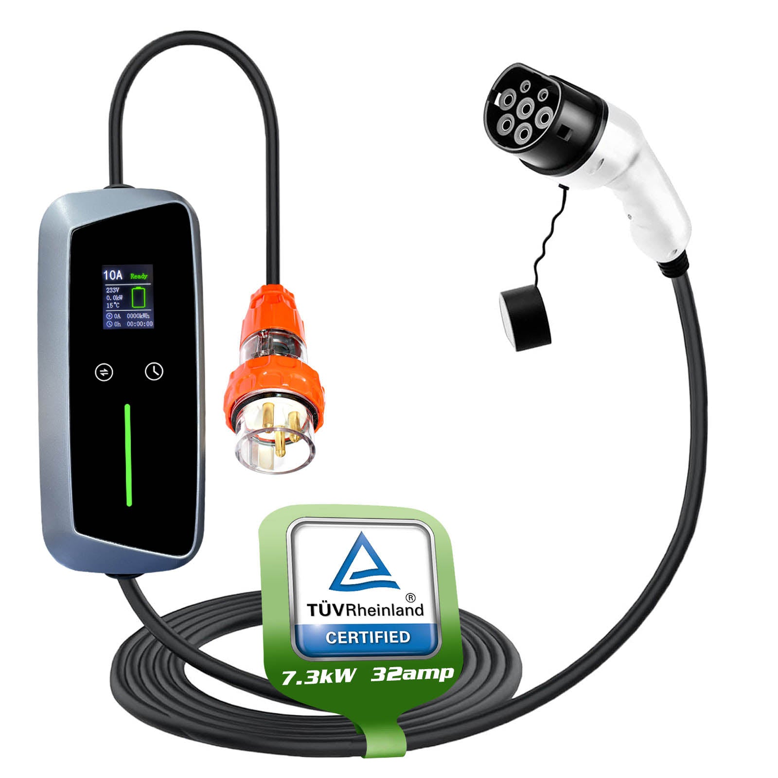Type 2 Portable EV Charger 32 Amp 7KW 3 Pin 5 Meters for Audi e-tron Q4 Q5 Q6 SQ6 Q6 SQ8 PHEV EV