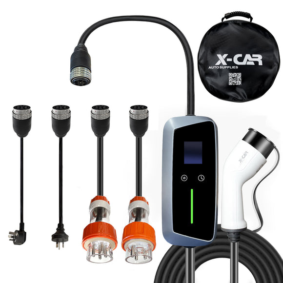 Portable Type 2 EV Charger Swappable Tail Adapters 10A/15A/20A/32A Modular Charging Kit Accessories