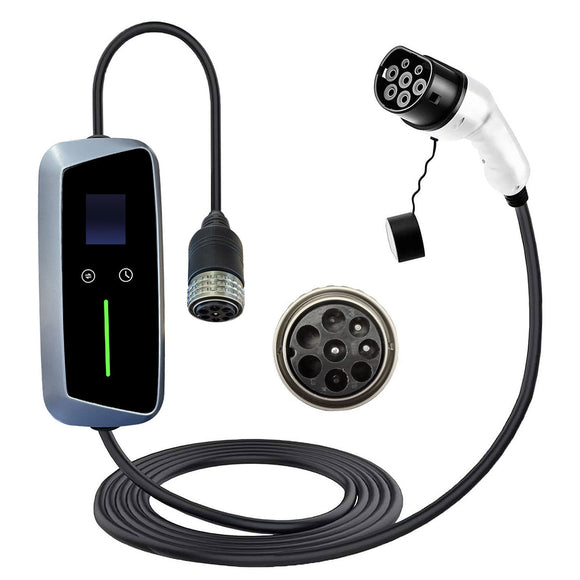 Portable Type 2 EV Charger Swappable Tail Adapters 10A/15A/20A/32A Modular Charging Kit Accessories