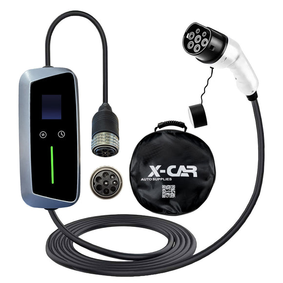 Portable Type 2 EV Charger Swappable Tail Adapters 10A/15A/20A/32A Modular Charging Kit Accessories