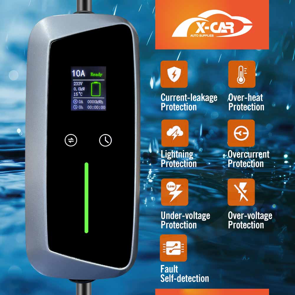 Type 2 Portable EV Charger 10 Amp 2.4KW AU Plug for Audi e-tron Q4 Q5 Q6 SQ6 Q6 SQ8 PHEV EV