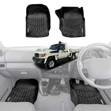 3D Front Floor Mats for Toyota Land Cruiser 79 Series Single Cab 2012-2016 All-Weather Car Liners