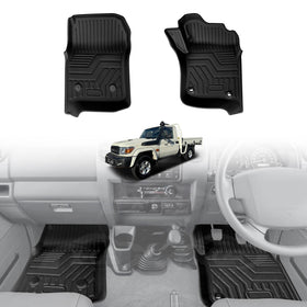 3D Front Floor Mats for Toyota Land Cruiser 79 Series Single Cab 2012-2016 All-Weather Car Liners