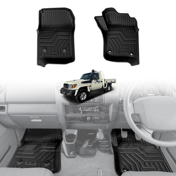 3D Front Floor Mats for Toyota Land Cruiser 79 Series Single Cab 2012-2016 All-Weather Car Liners