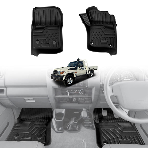 3D Front Floor Mats for Toyota Land Cruiser 79 Series Single Cab 2012-2016 All-Weather Car Liners
