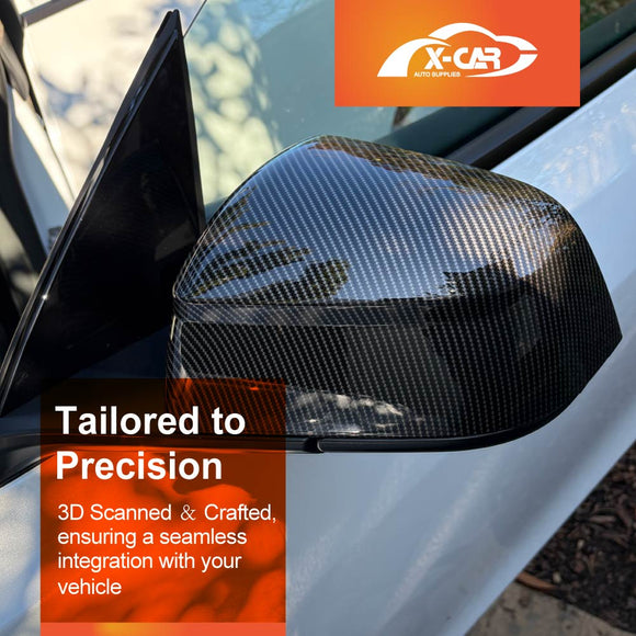 Rear View Mirror Trim Cover for Tesla Model Y L 6-Seat 2026-Onwards Exterior Accessories Side Mirror Cap Carbon Fiber Style