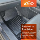 X-CAR 3D floor mats set designed for a Subaru Outback 6GEN, installed in the  front row passenger's footwell.