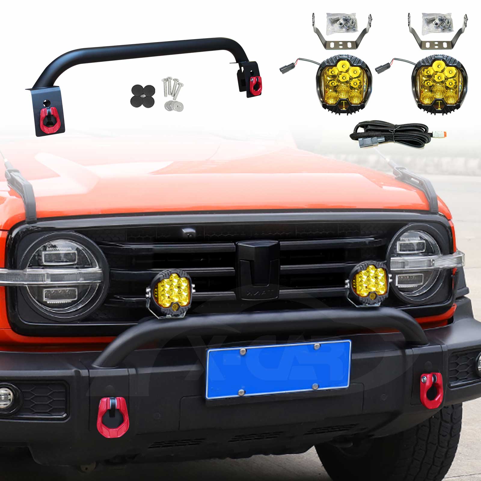 Nudge Bar with LED Spotlight For GWM Tank 300 2023-2025 Bullbar Front Bumper LED Light