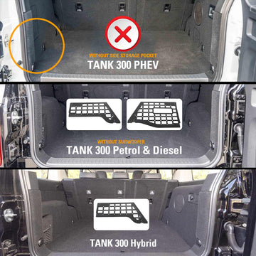 GWM Tank 300 2023-Onwards Trunk Storage Rack Boot Side Shelves Shelf Organiser Accessories - 0