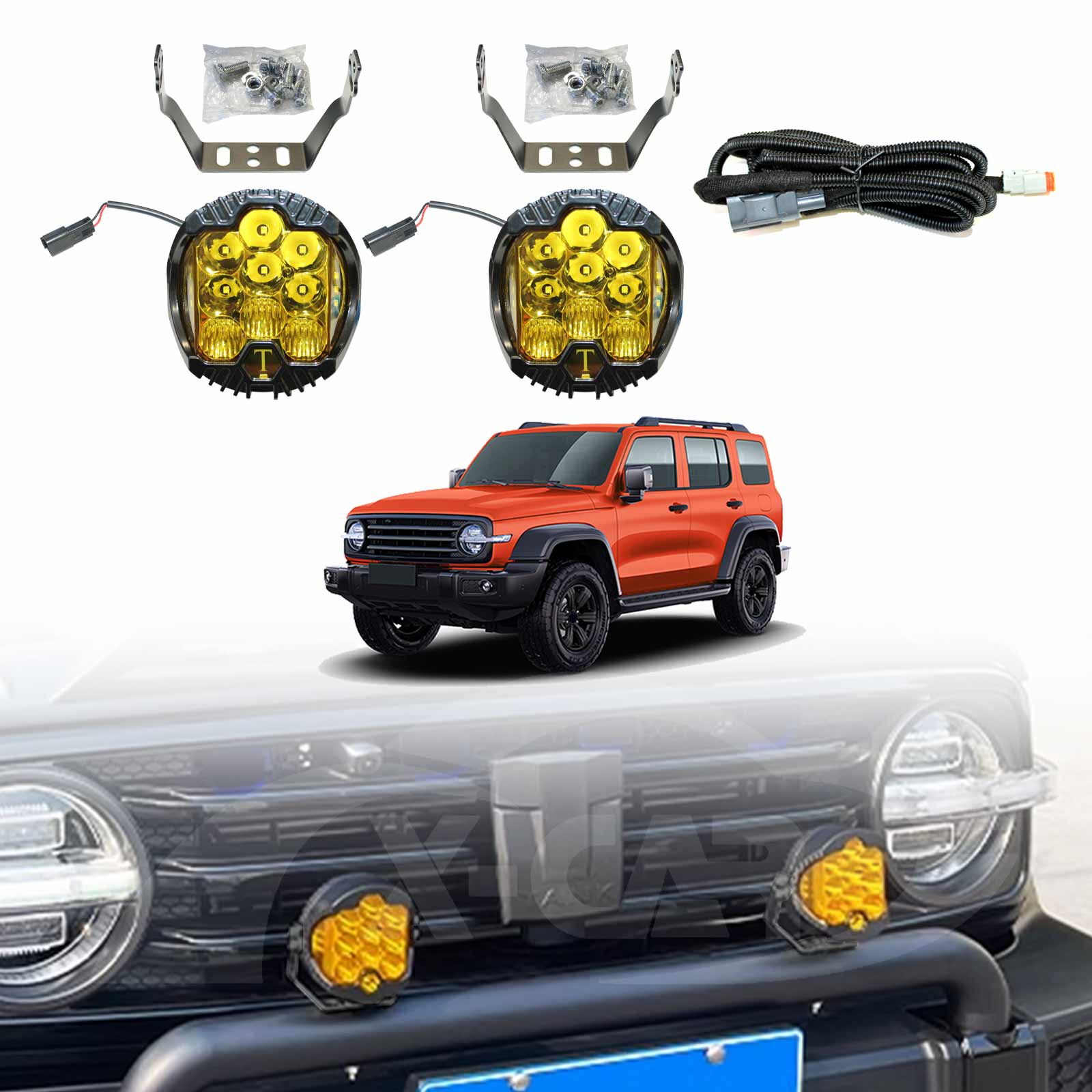 Nudge Bar with LED Spotlight For GWM Tank 300 2023-2025 Bullbar Front Bumper LED Light