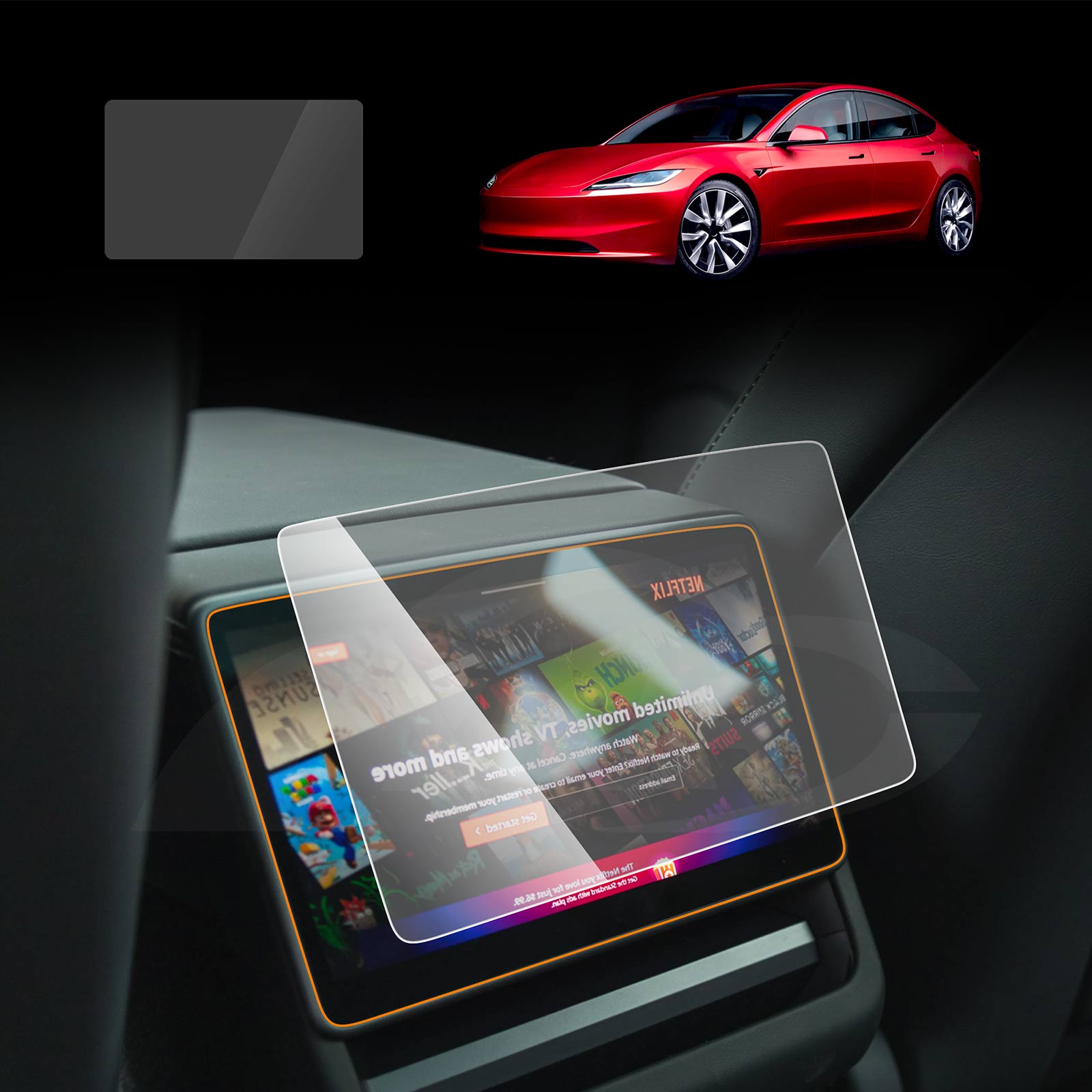 Tesla Model X Rear Screen Tesla Model 3 Highland 2023-Onwards Screen Protector Touchscreen 9H ...