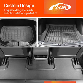 Tesla Model 3 Interior Liners Set 2019-2023 All-Weather XPE Cargo Trunk Mats - 0