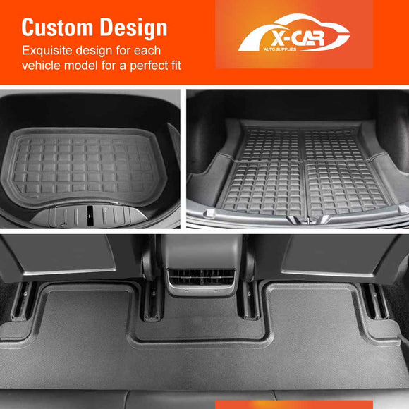 Tesla Model 3 Interior Liners Set 2019-2023 All-Weather XPE Cargo Trunk Mats