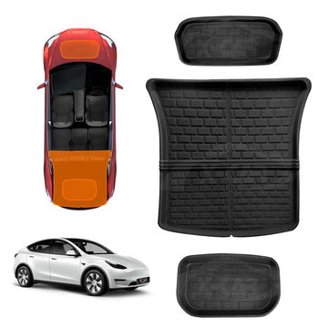 Interior Boot Liners Set For Tesla Model Y 2022-2025 3D All-Weather Cargo Mats