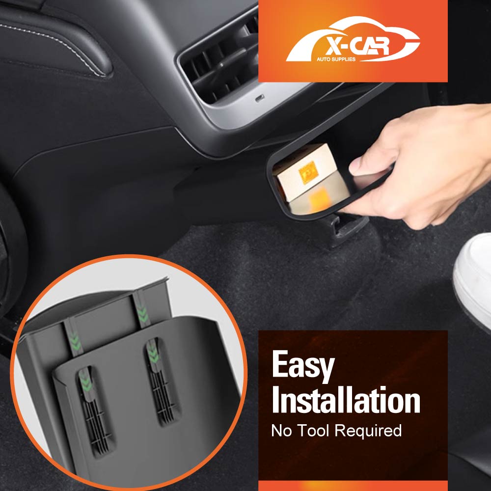 Rear Air Vent Storage Box with Kick Panel for Tesla Model Y 2022-2025 - 0