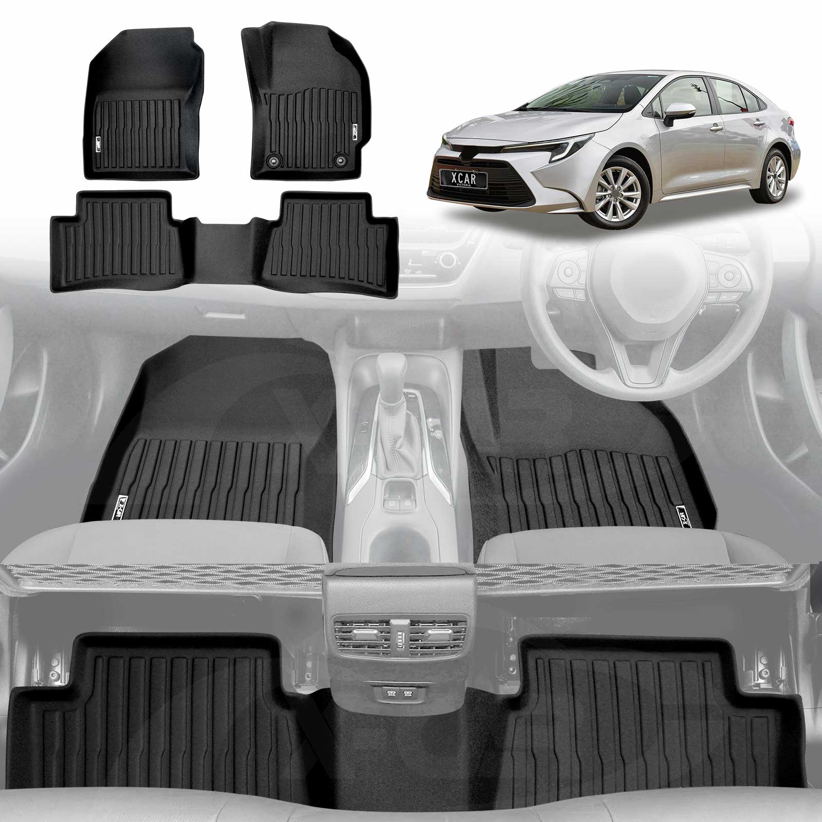3D Floor Mats for Toyota Corolla Sedan 2019-2025 All-Weather Car Liners