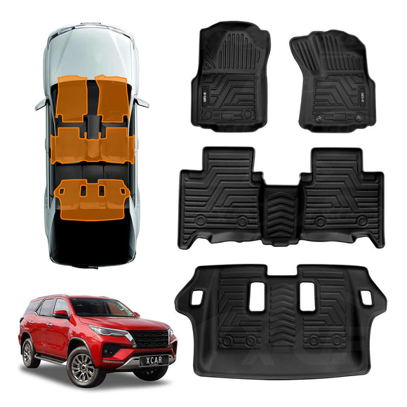 3D Floor Mats for Toyota Fortuner 2015-Onwards All-Weather Liners