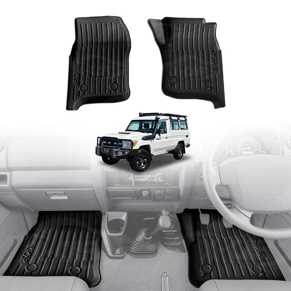 3D Front Floor Mats for Toyota Land Cruiser 78 Series Troopcarrier 2012-Onwards All-Weather Car Liners