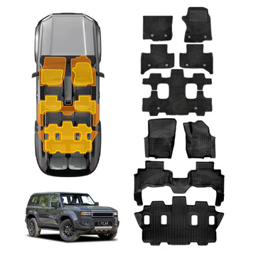 3D Floor Mats for Toyota Prado 250 Series 7-Seater 2024-Onwards All-Weather Car Liners